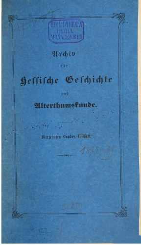 Árchiv für Hessische Geschichte und Altertumskunde