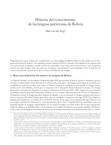 Historia del conocimiento de las lenguas autóctonas de Bolivia