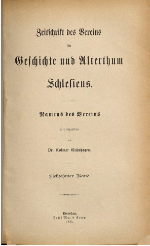 Zeitschrift des Vereins für Geschichte und Altertum Schlesiens