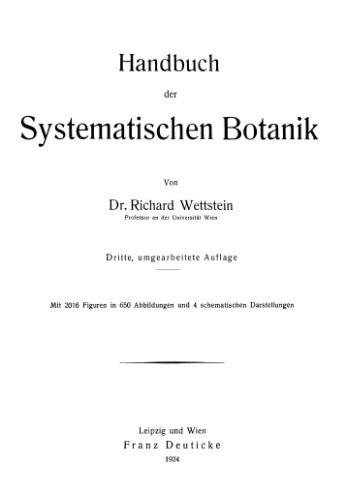Handbuch der systematischen Botanik.