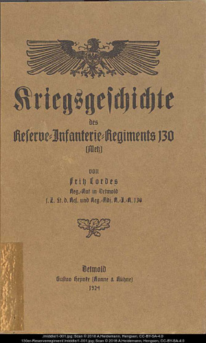 Kriegsgeschichte des Reserve-Infanterie-Regiments 130 (Metz)