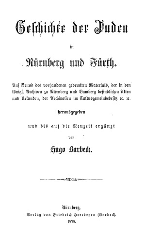 Geschichte der Juden in Nürnberg und Fürth