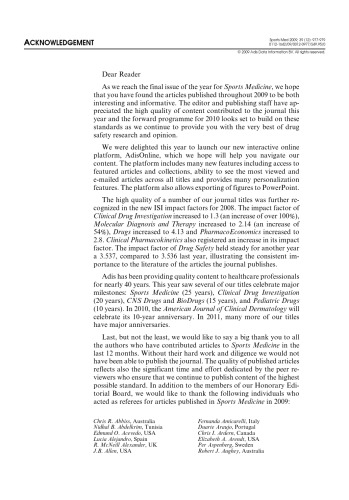 sports medicine Volume 39 Issue 12 December 2009