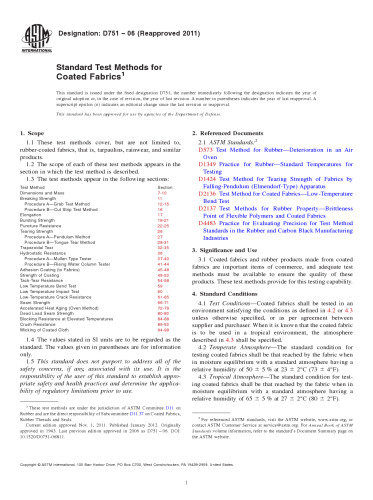 ASTM D751-06 Standard Test Methods for Coated Fabrics