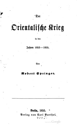 Der Orientalische Krieg in den Jahren 1853-1855