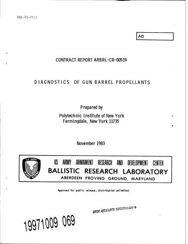 Diagnostics of gun barrel propellants