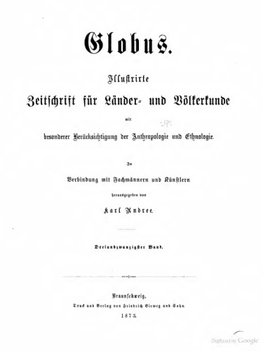 Globus. Illustrirte Zeitschrift für Länder- und Völkerkunde