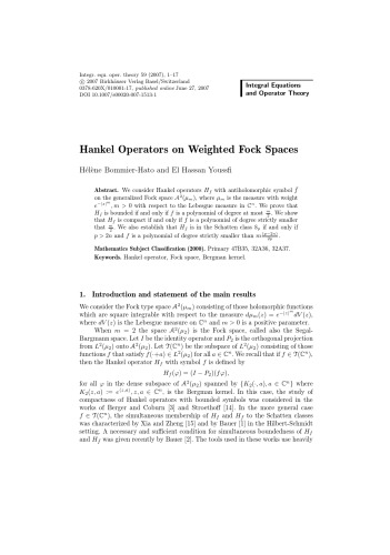 Integral Equations and Operator Theory - Volume 59