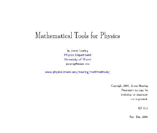 Nearing Mathematical methods (free web version, wide screen