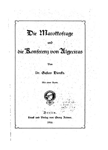 Die Marokkofrage und die Konferenz von Algeciras