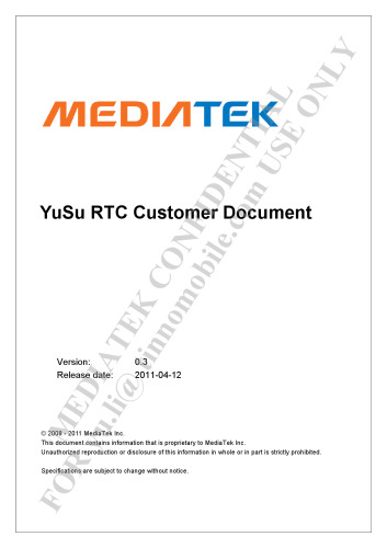 MT6573 YuSu RTC Customer Document