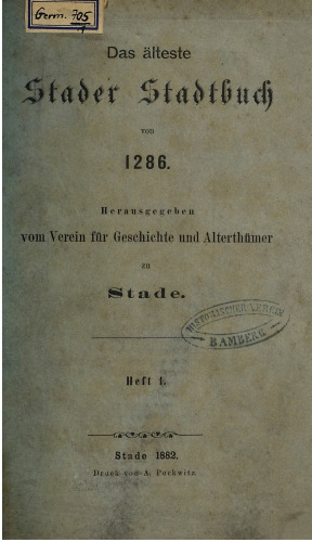 Das älteste Stader Stadtbuch von 1286