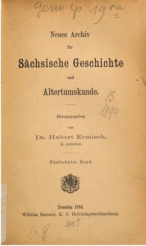 Neues Archiv für Sächsische Geschichte und Altertumskunde