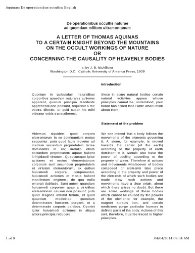De operationibus occultis naturæ