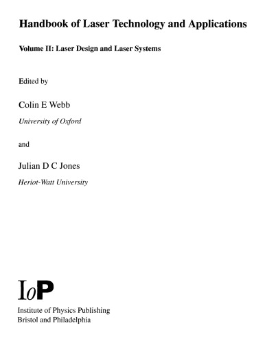 Handbook of Laser Tech. and Applns [Vol 2 - Laser Design, Systems]