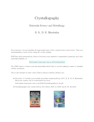 Crystallography Materials Science and Metallurgy