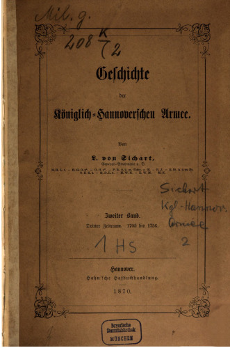 Geschichte der Königlich-Hannoverschen Armee / 1705 bis 1758