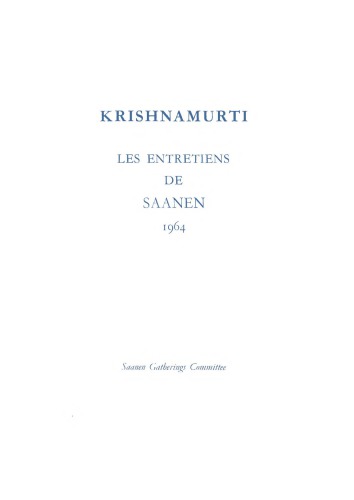 Les entretiens de Saanen, 1964
