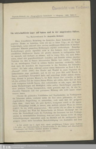 Die wirtschaftliche Lage auf Samoa und in der umgebenden Südsee