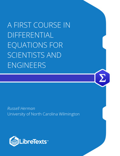 A First Course in Differential Equations for Scientists and Engineers