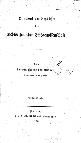 Handbuch der Geschichte der Schweizerischen Eidsgenossenschaft [Eidgenossenschaft]