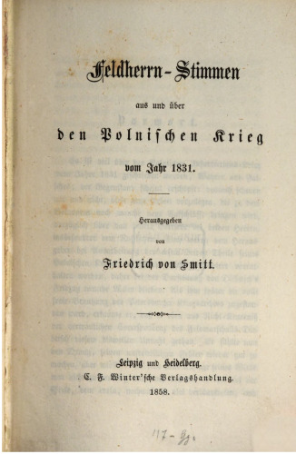 Feldherrn-Stimmen aus und über den Polnischen Krieg im Krieg 1831