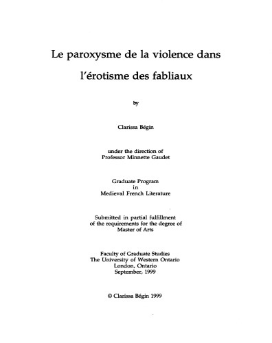 Le paroxysme de la violence dans l’érotisme des fabliaux