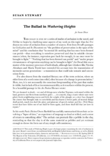 Representations The Ballad in Wuthering Heights