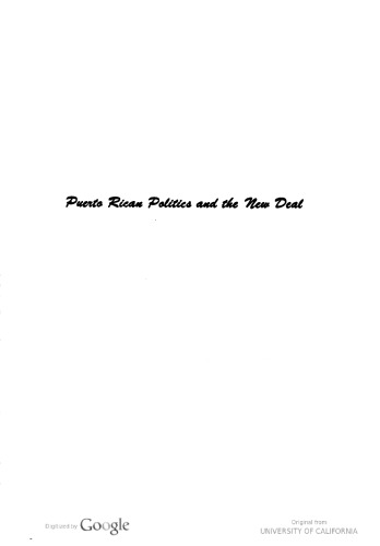 Puerto Rican Politics and the New Deal