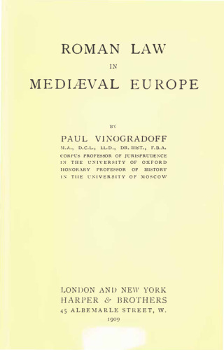 Roman Law in Medieval Europe