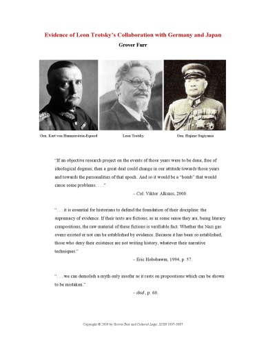 Evidence of Leon Trotsky’s Collaboration with Germany and Japan