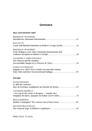 Papers on French Seventeenth Century Literature. Volume XXXVII. Number 72