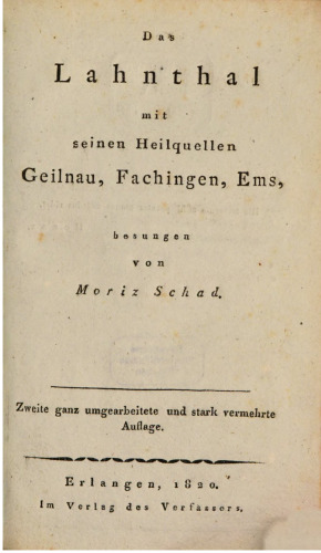 Das Lahnthal [Lahntal] mit seinen Heilquellen Geilnau, Fachingen, Ems