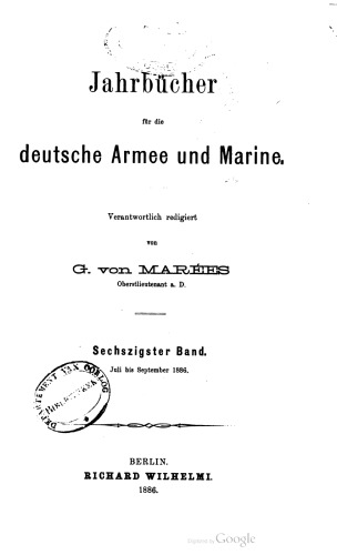Jahrbücher für die Deutsche Armee und Marine / Juli bis Dezember 1886
