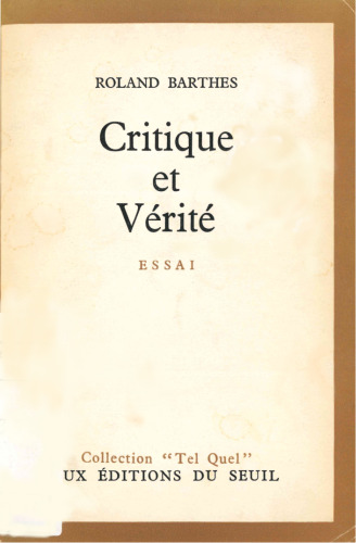 Critique et Vérité