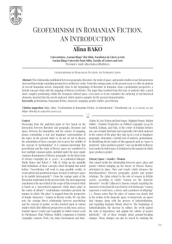 Geofeminism in Romanian Fiction. An Introduction