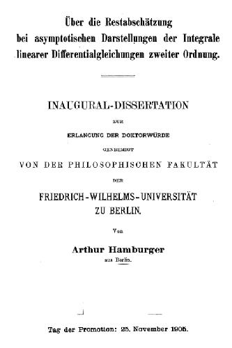 Restabschaetzung bei asymptotischen Darstellungen der Integrale lin.D.Gl. 2er Ordnung