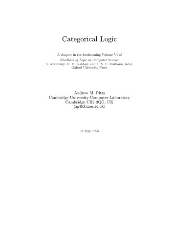 Categorical Logic