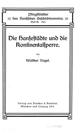 Die Hansestädte und die Kontinentalsperre