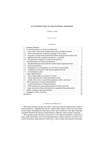 An introduction to transversal matroid [Lecture notes]