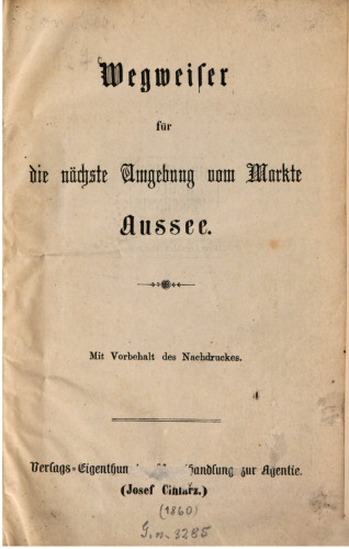 Wegweiser für die nächste Umgebung vom Markte Aussee