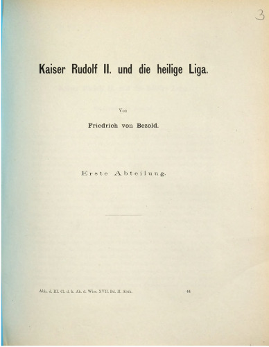 Kaiser Rudolf II. 8nd die Heilige Liga